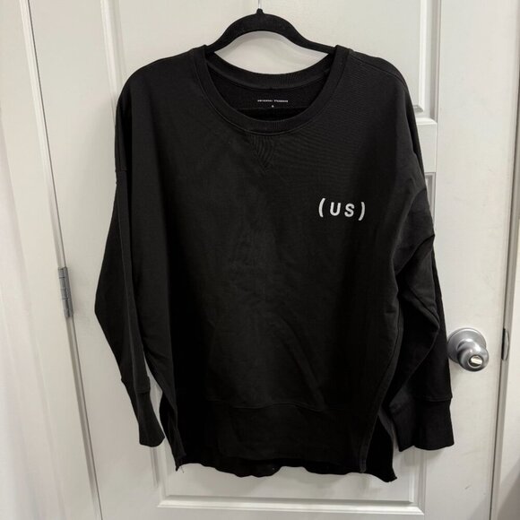 Universal Standard Sweatshirt Medium Fiona Open Side Oversized Pullover Black - Picture 1 of 4
